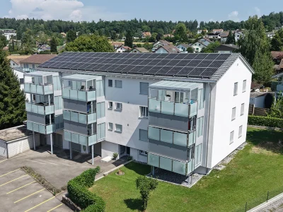 Solar panel on condo building in Menziken, AG