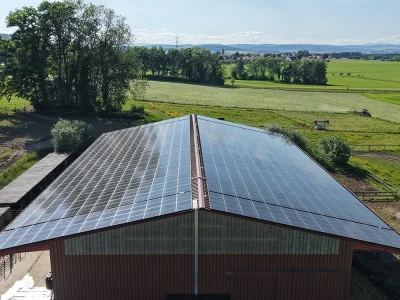 Solar panel on an equestrian farm in Tatroz, Fribourg